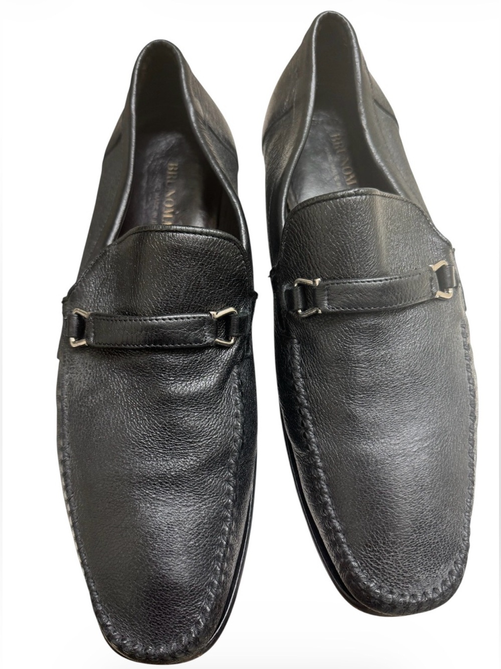 Bruno Magli Black Leather Slip-On Bit Loafers